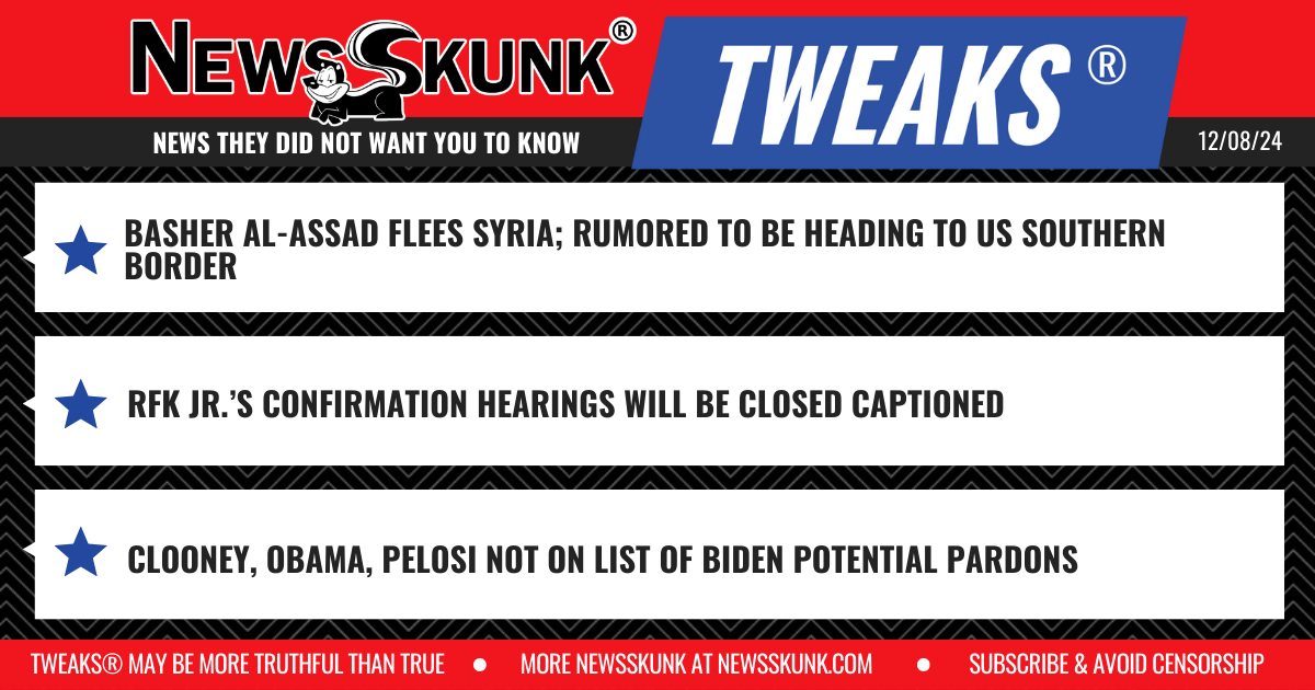 24 12 08 1RD Assad to Southern Border; RFK Jr. Hearings Closed Captioned; Clooney, Pelosi, Obama not Pardoned