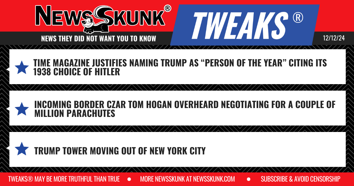 24 12 12 1RD Time Trump Person of the Year; Hogan Ordering Millions of Parachutes; Trump Tower Moving From NYC