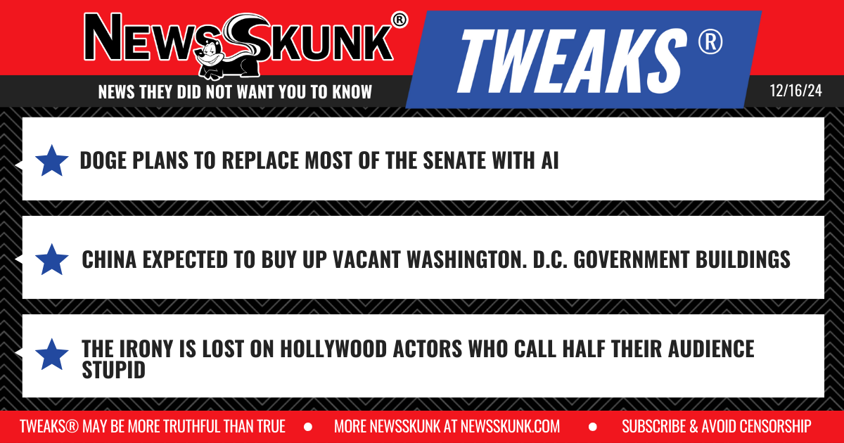 24 12 16 1RD DOGE to Replace Senate with AI, China Buying Vacant DC Govt Bldgs; Irony Lost on Divisive Celebrities