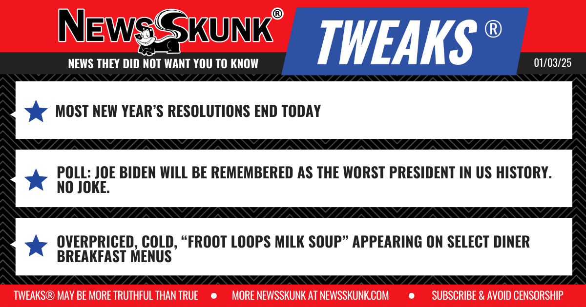 25 01 03 1RD New Years' Resolutions End; Biden Worst President Ever No Joke. Froot Loops Milk Soup