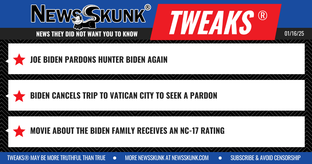 25 01 16 1BD Hunter Pardoned Again; Biden Cancels Vatican City Pardon Trip; Biden Family Movie is NC 17