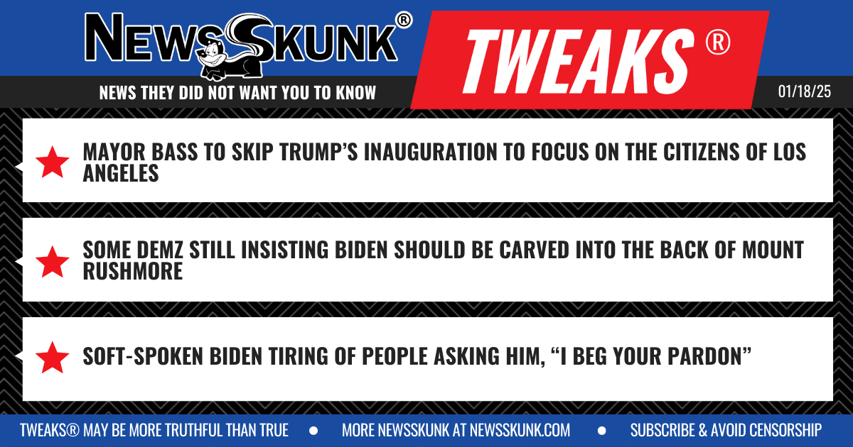 25 01 18 1BD Bass Skips an Inauguration; Biden on Back of Mount Rushmore; Biden Tires of I Beg Your Pardon