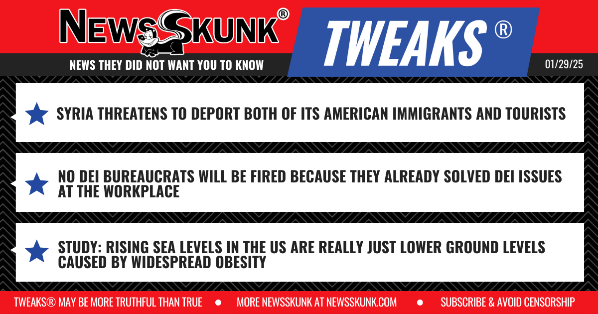 25 01 29 1RD Syria Deporting Both Americans; DEI's Not Fired for Solving DEI; Rising Sea Levels Due to Obesity