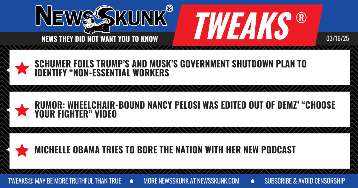 25 03 16 1BD Schumer Foils Trump; Pelosi Edited Out of Fighter Video; Michelle Obama Bores the Nation