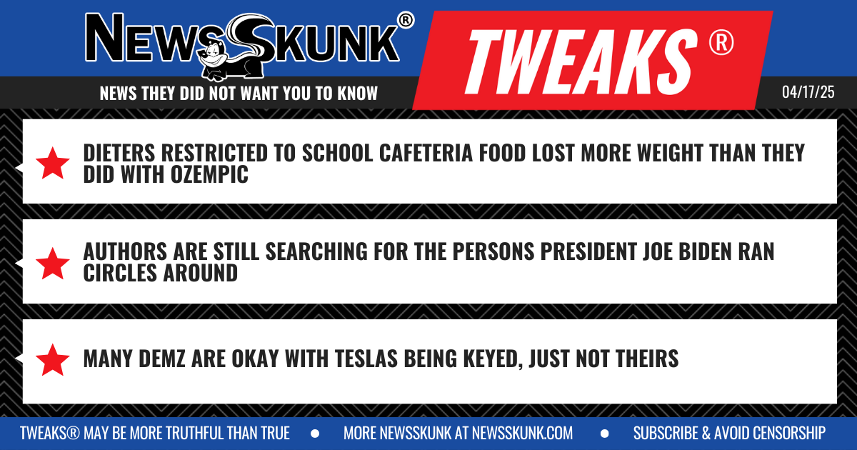 25 04 17 1BD School Lunch vs Ozempic; Biden Runarounds; Keying Teslas