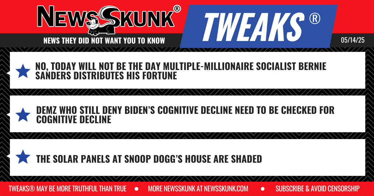 25 05 14 1RD Not Bernie Sanders Charity Day; Demz in Cognitive Decline; Snoop Dogg Solar Panels are Shaded