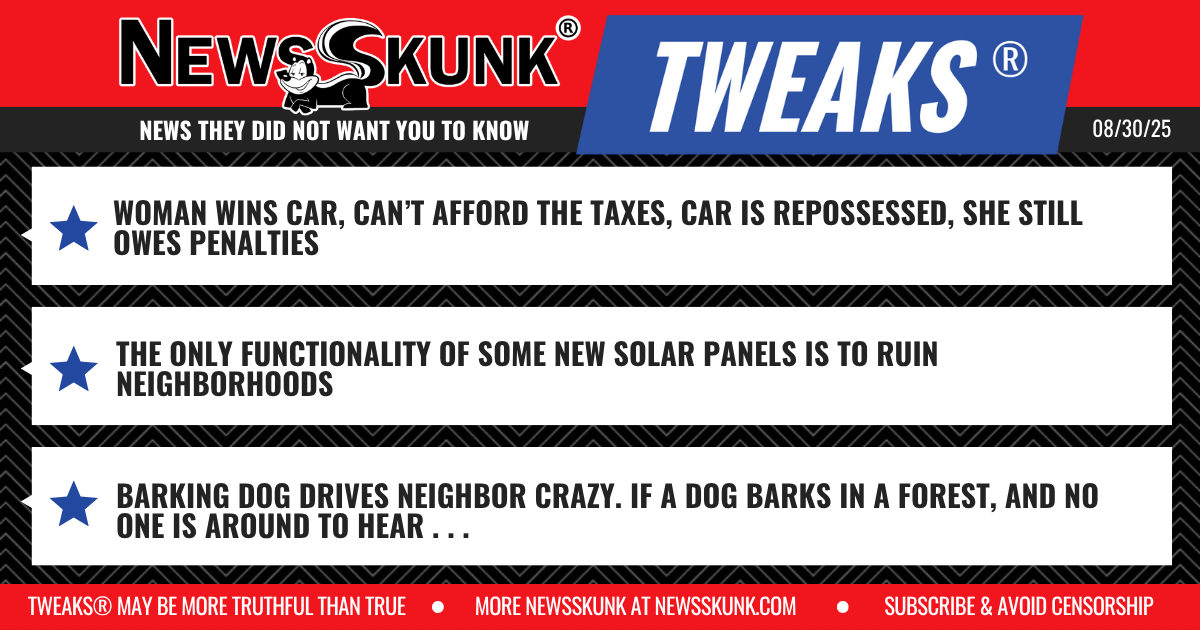 25 08 30 1RD Car Winner Suffers Consequences; Solar Panels Ruin Neighborhoods; Dog Barks in Middle of a Forest and