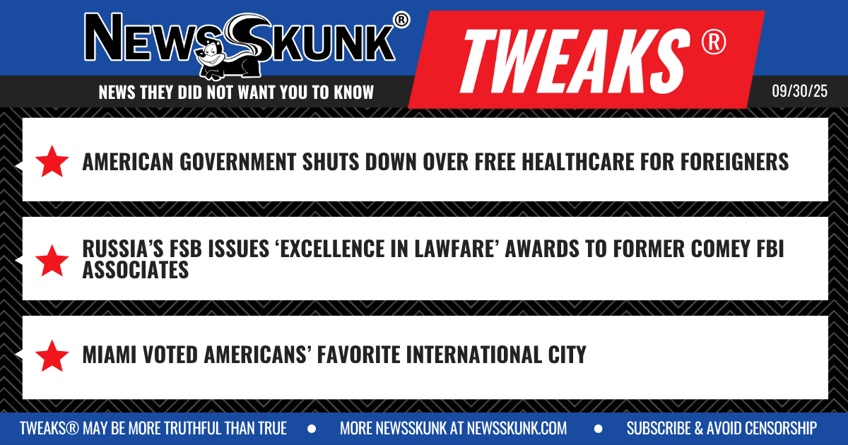 25 09 30 1BD US Gov't Shuts Down Over Foreigners; Rusia Issues Lawfare Awards to Comey Associates; Miami is Americans Favorite Foreign City