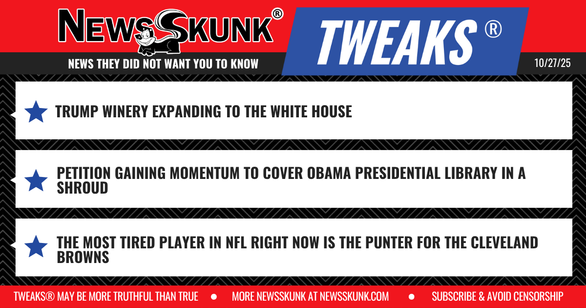 25 10 27 1RD Trump Winery Expands to White House; Obama Libary to be Shrouded; Most Tired Player in NFL is Browns Punter