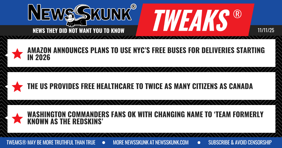25 11 11 1BD Amazon to Use NYC Free Buses; US Provides More Free Healthcare Than Canada; Team FKA the Redskins