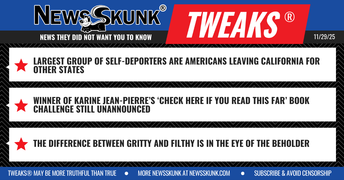 25 11 29 1BD Californians Lead in Self Deporting; No Winner of KJP Book Challenge; Gritty or Filthy is Eye of Beholder