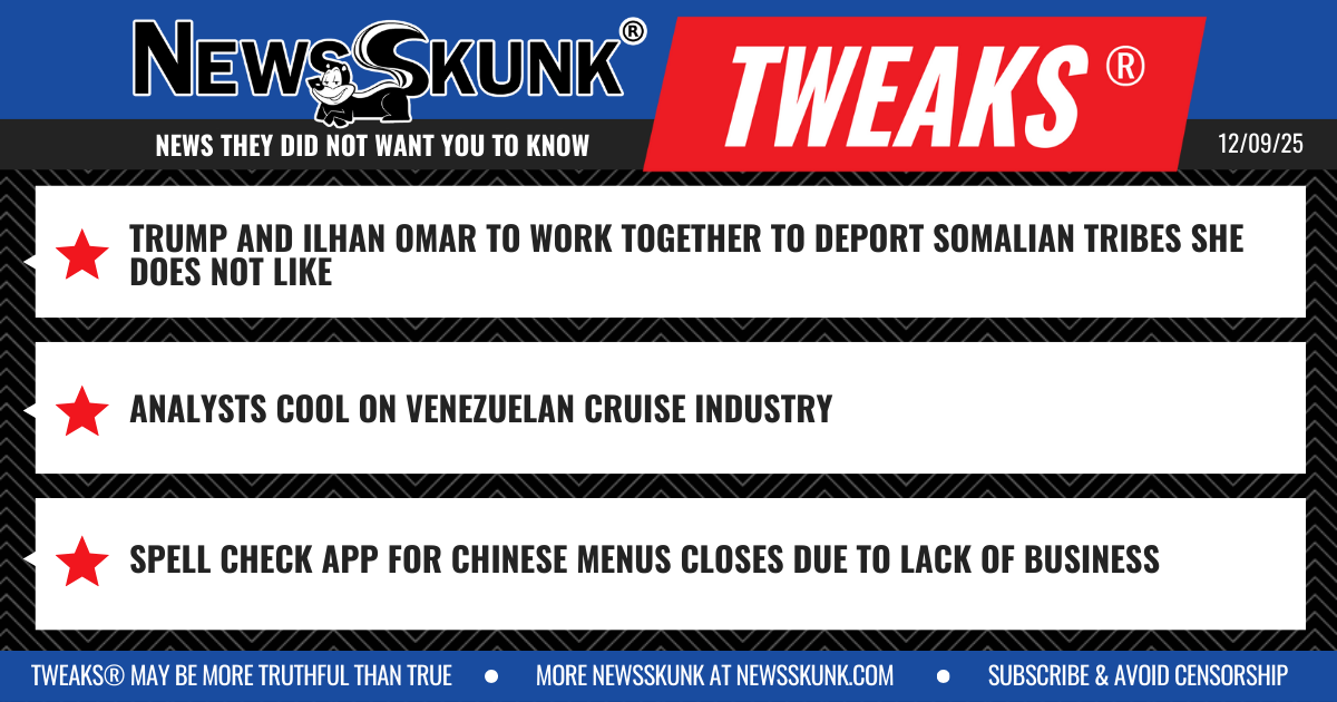 25 12 09 1BD Trump To Work With Ihlan Omar; Venezuelan Cruise Industry in Trouble; Chinese Menu Spell Check App Fails
