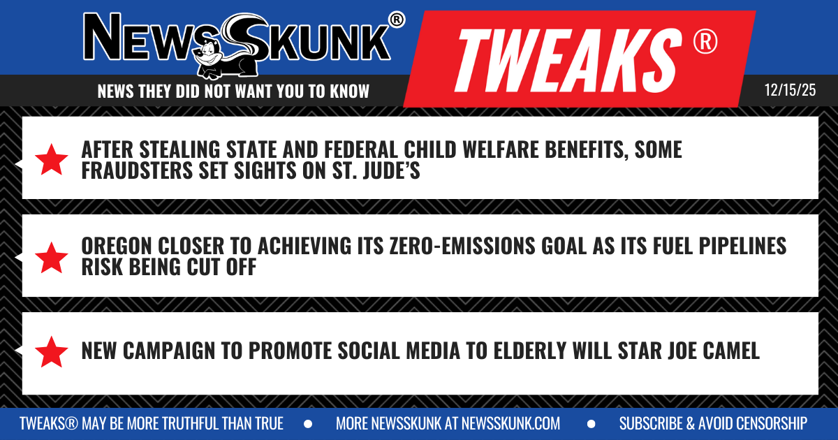 25 12 15 1BD Fraudsters Eye St. Jude's; Oregon Zero Emisssions; Joe Camel to Sell Social Media to Elderly