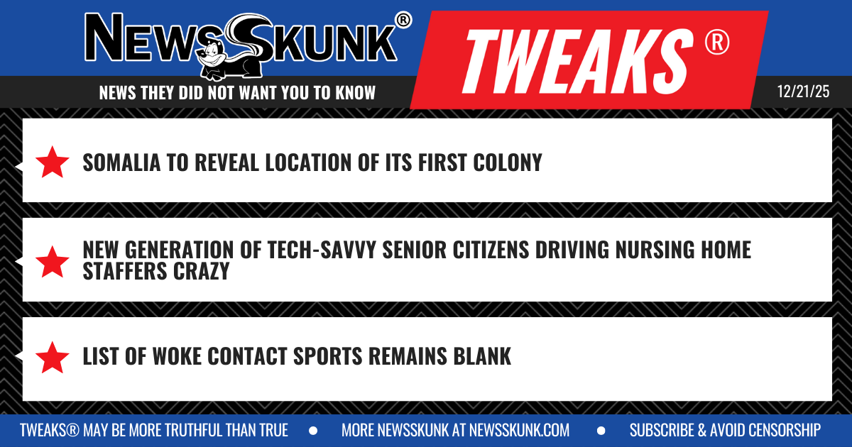 25 12 21 1BD Somalia to Announce First Colony; Tech Savvy Senior Citizen Residents; Woke Contact Sport List is Blank