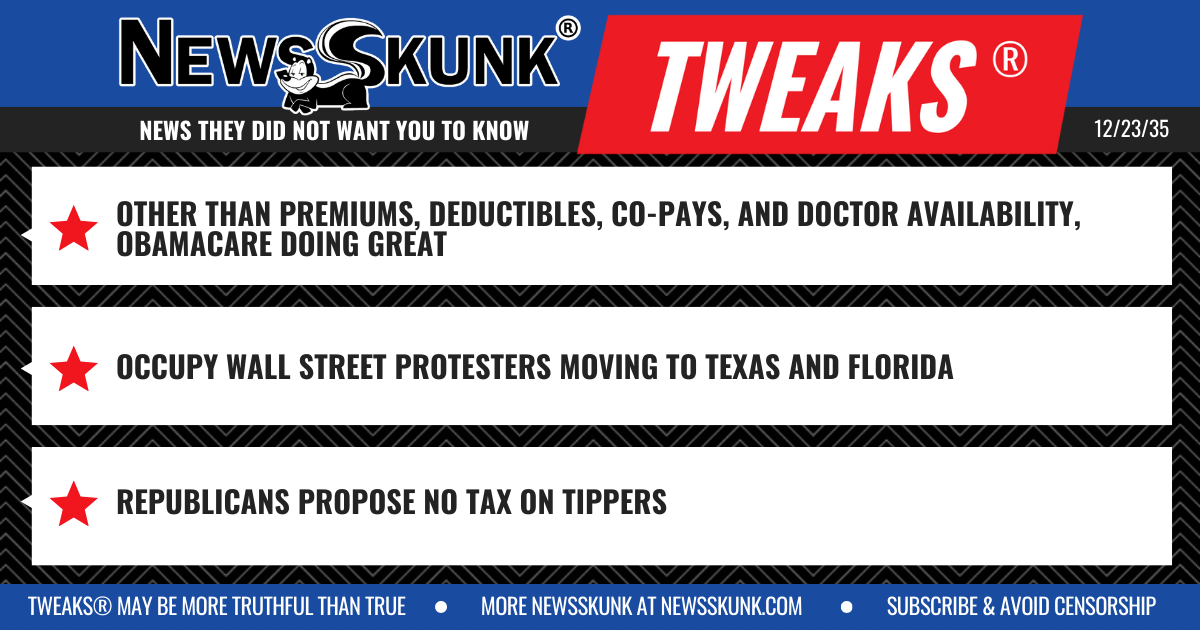 25 12 23 1BD Obamacare Doing Great; Occupy Wall Street Leaves New York; Republicans Propose No Tax on Tippers