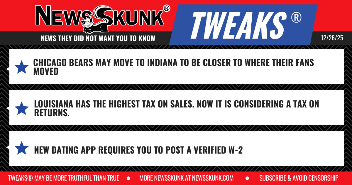 25 12 26 1RD Chicago Bears to Indiana; Louisiana Returns Tax; Dating App Requires W 2
