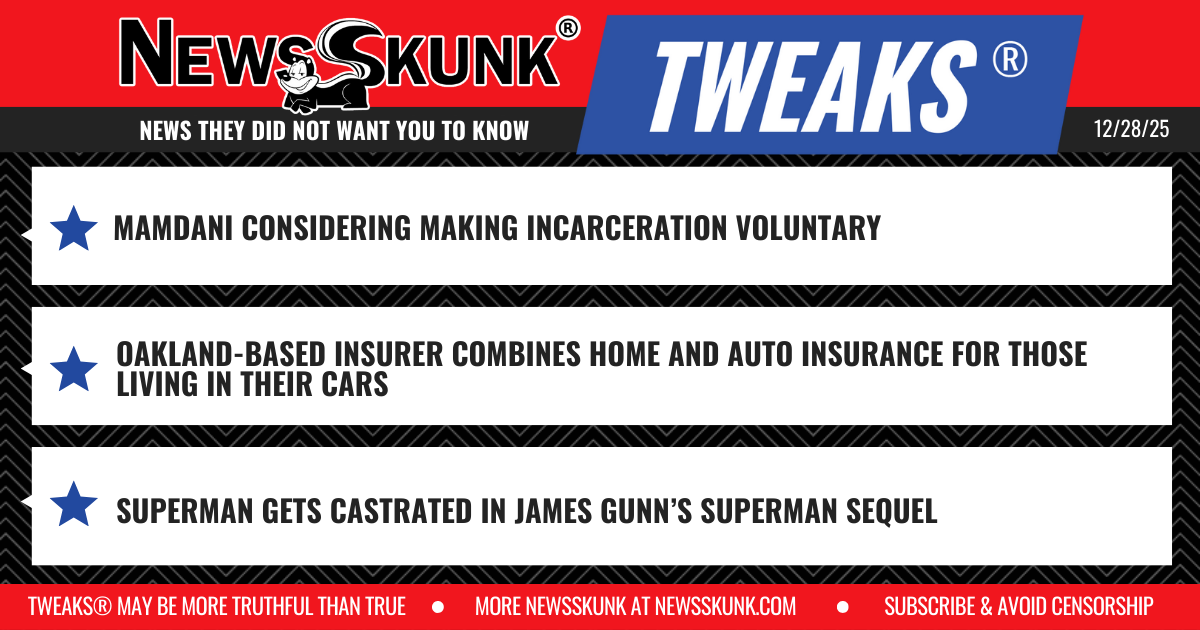 25 12 28 1RD Mamdani Incarceration Voluntary; Oakland Combined Home and Auto; Superman Castrated in Gunn Sequel
