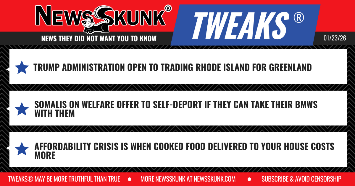 26 01 23 1RD Trade Rhode Island for Greenland; Somalis to Deport with BMWs; Higher Cost Food Delivered is Affordability Crisis