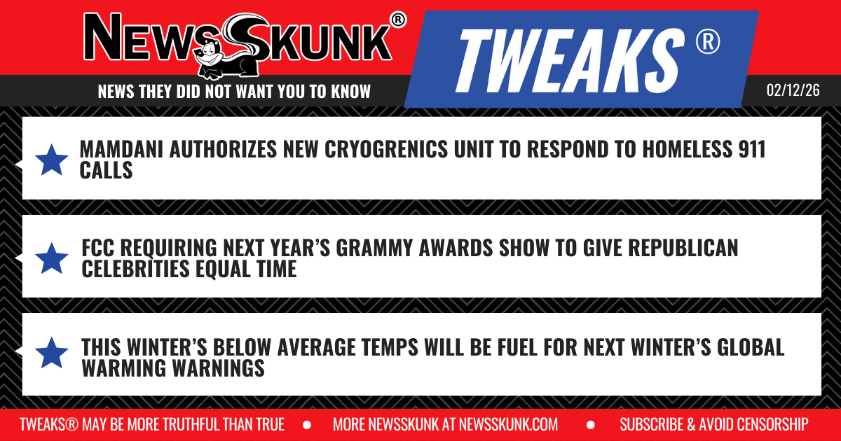 26 02 12 1RD NYC Cryogenic Unit to Help Homeless; Grammy's Must Give Equal Time to Republicans; Cold Winter Will Fuel Global Warming Warnings