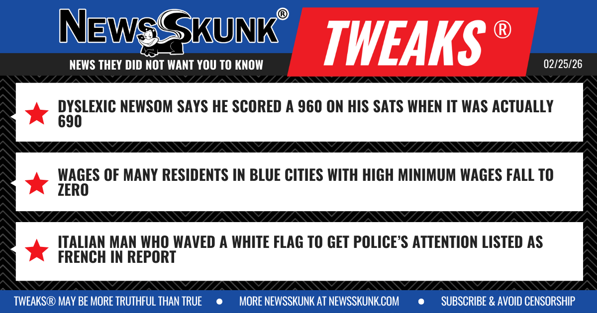 26 02 25 1BD Dyslexic Newsom 690 on SATs; Minimum Wage Becomes Zero; Man Waving White Flag Assumed to be French