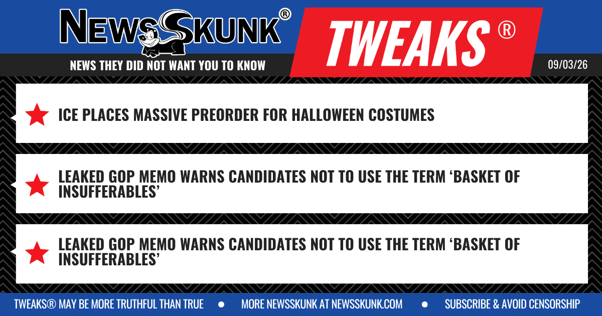 26 09 03 1RD ICE Preorders Halloween Costumes; GOP Warned About Using 'Insufferables'; Don't Put Off What You Can Drink Today
