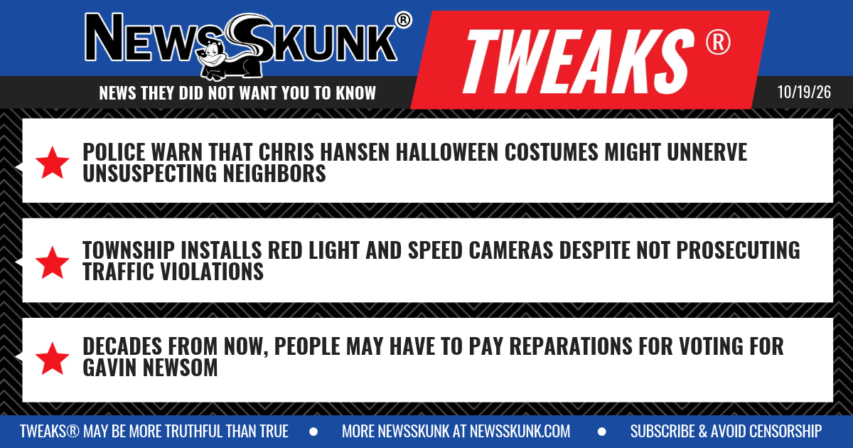 26 10 19 1BD Chris Hansen Halloween Costumes; Red Light Cameras in Town That Does Not Prosecute; Reparations for Voting for Gavin Newsom